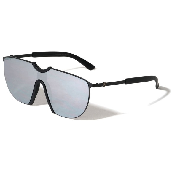 Shield Sunglasses Mirrored Lens Fashion Visor Sunglasses for Men Black Frame‎ - Picture 1 of 4
